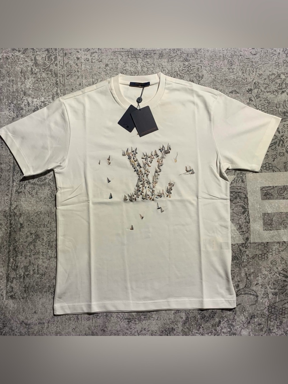Men's White Crew Neck Sailboat T-Shirt